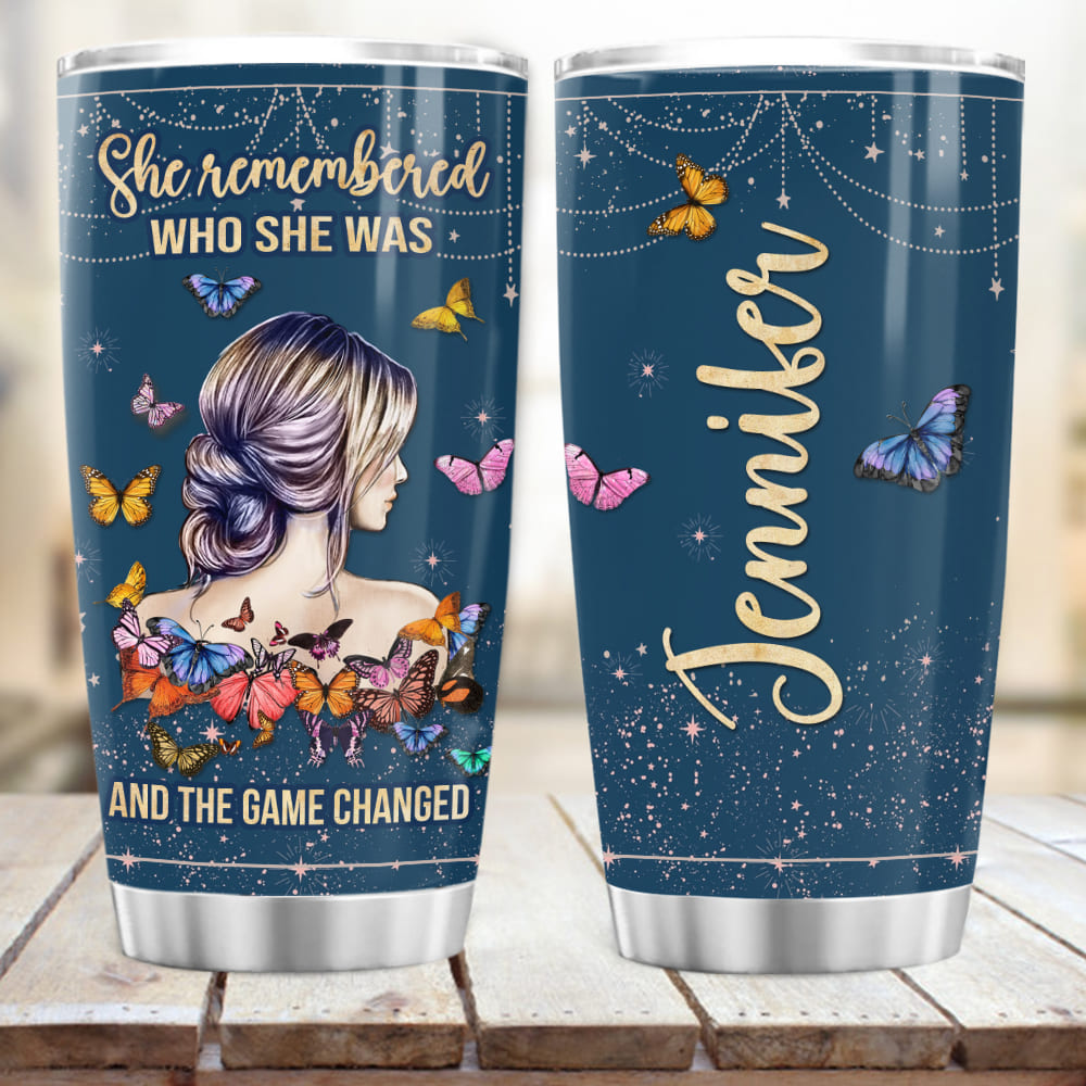 Personalized Fat Tumbler Gift - She Remembered Who She Was And The Game Changed