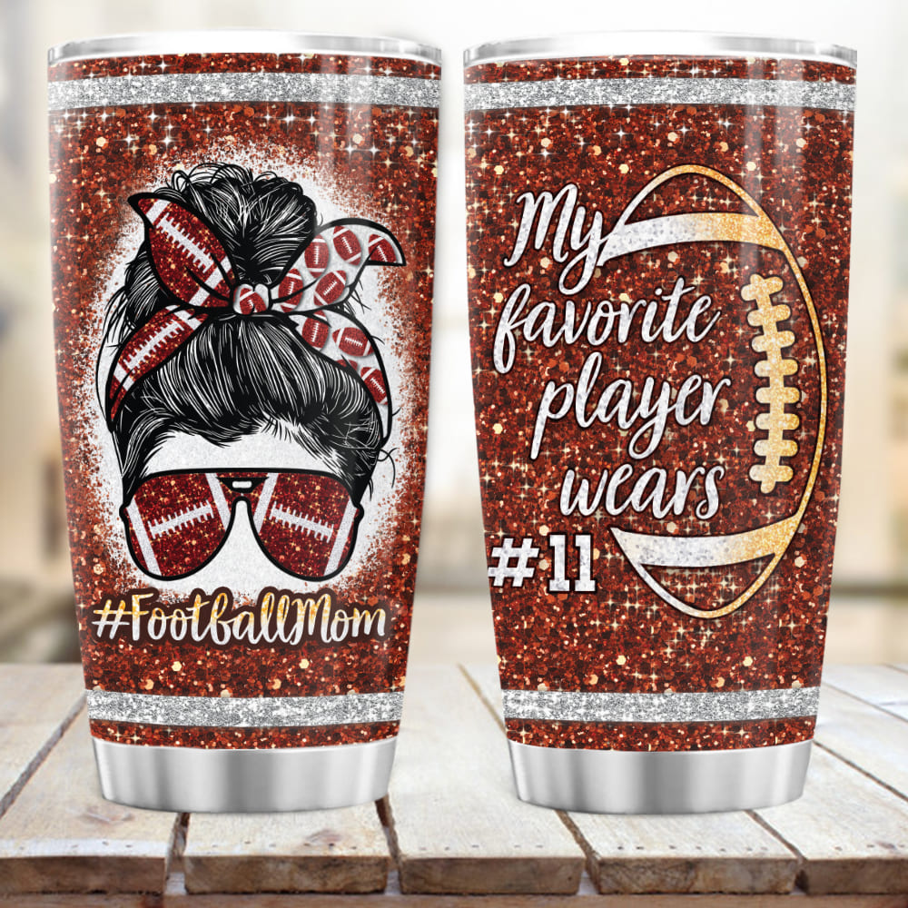 Personalized Fat Tumbler Gift - Football Mom - My Favorite Player Wears