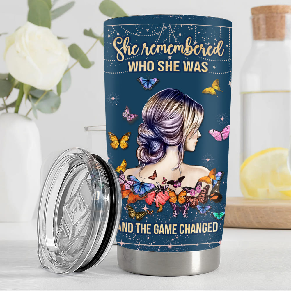 Personalized Fat Tumbler Gift - She Remembered Who She Was And The Game Changed