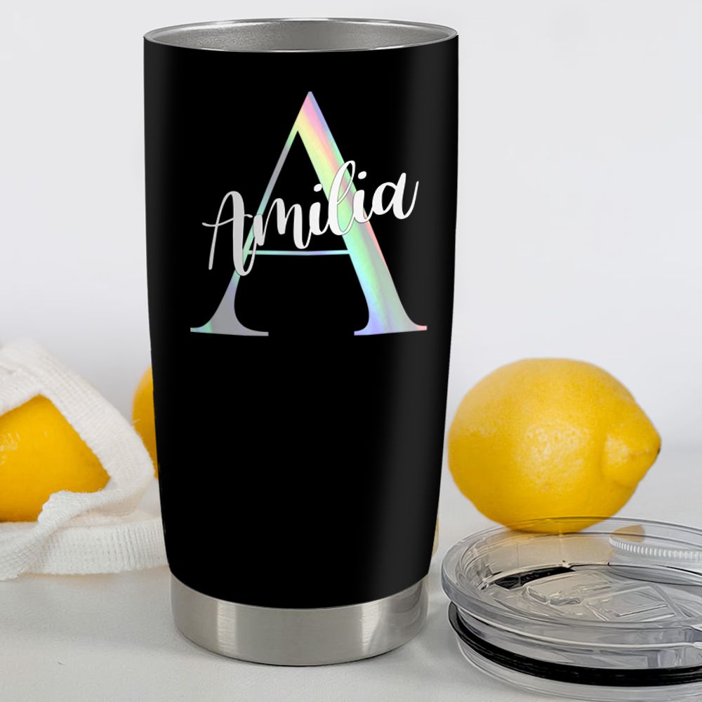 Personalized Initial Fat Tumbler Gift - Custom Name & Letter