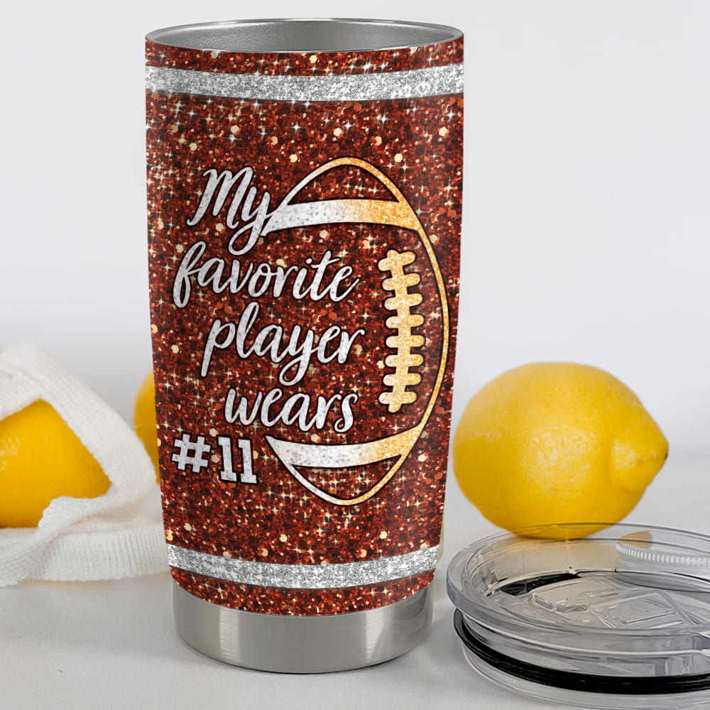 Personalized Fat Tumbler Gift - Football Mom - My Favorite Player Wears