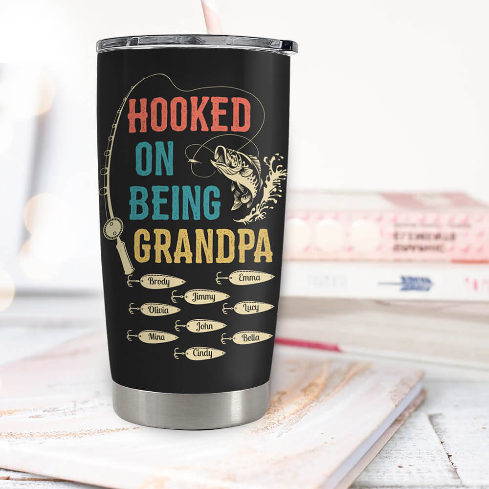 Fulltime Dad Fish Grandpa Personalized Custom Engraved Tumbler Cup