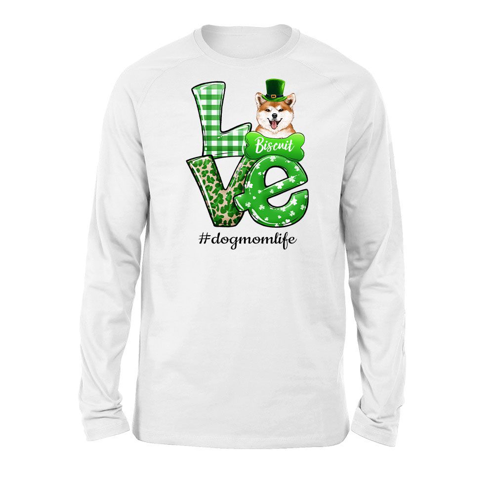 LOVE St. Patrick&#39;s Day Shirt Long Sleeve Custom Dog Lover Gifts