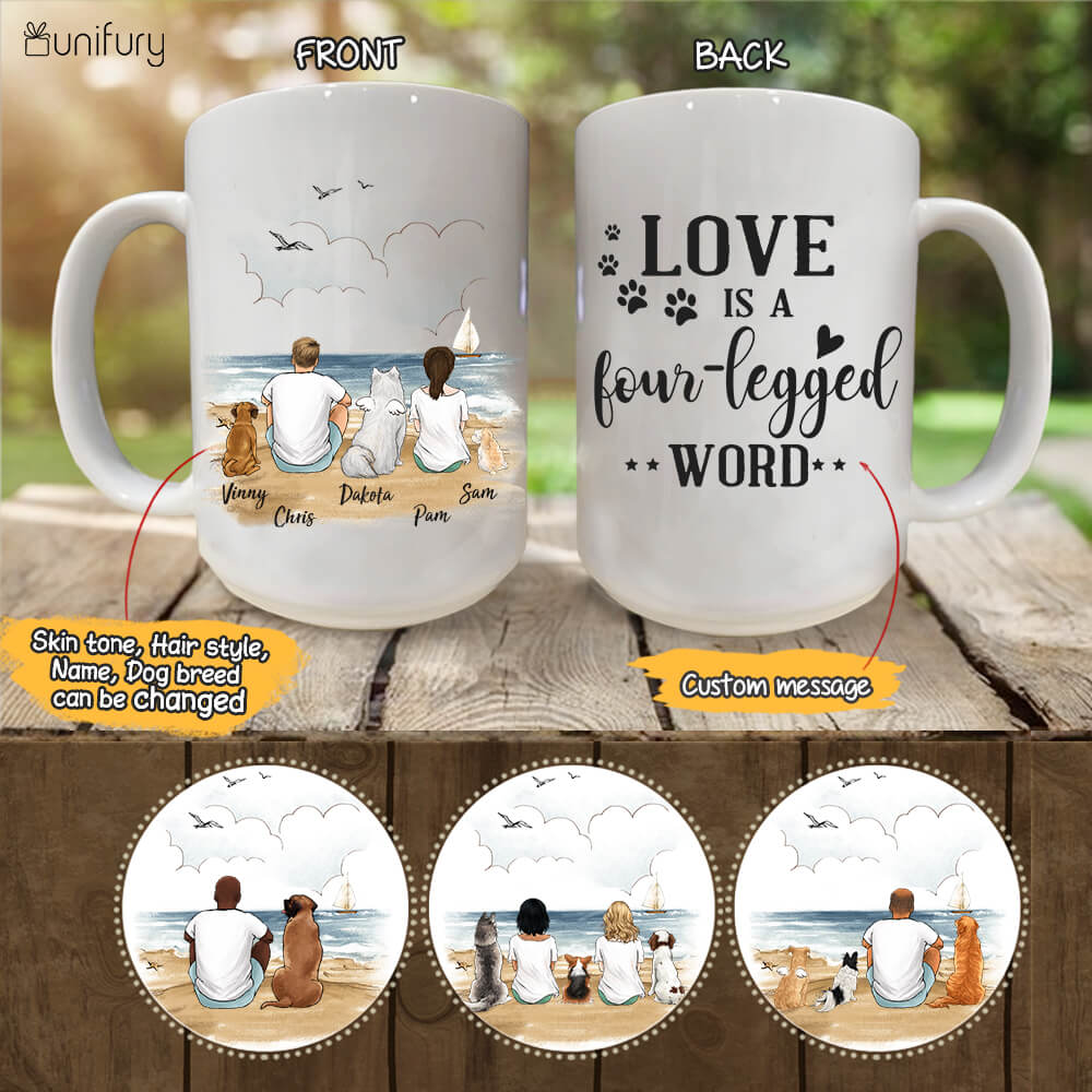 Personalized dog mug gifts for dog lovers - Love Is a four-legged word