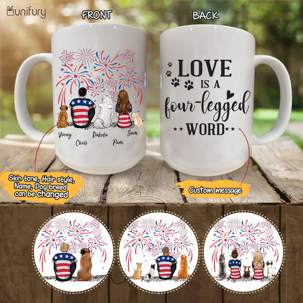  Personalized Dog & Couple 4th Of July Coffee Mug - Custom Message