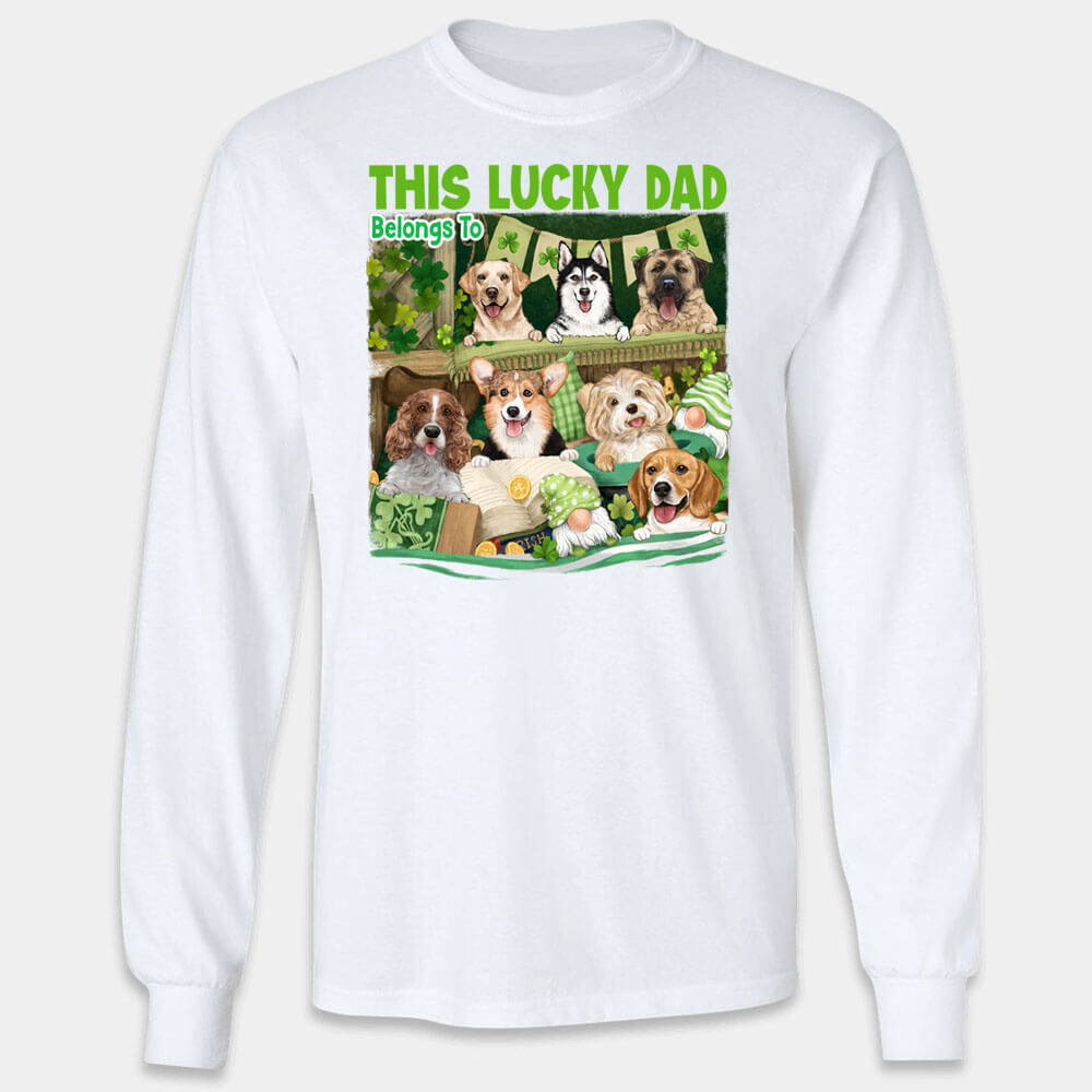 Lucky Dad - St. Patrick&#39;s Day Shirt Long Sleeve for Dog Dad