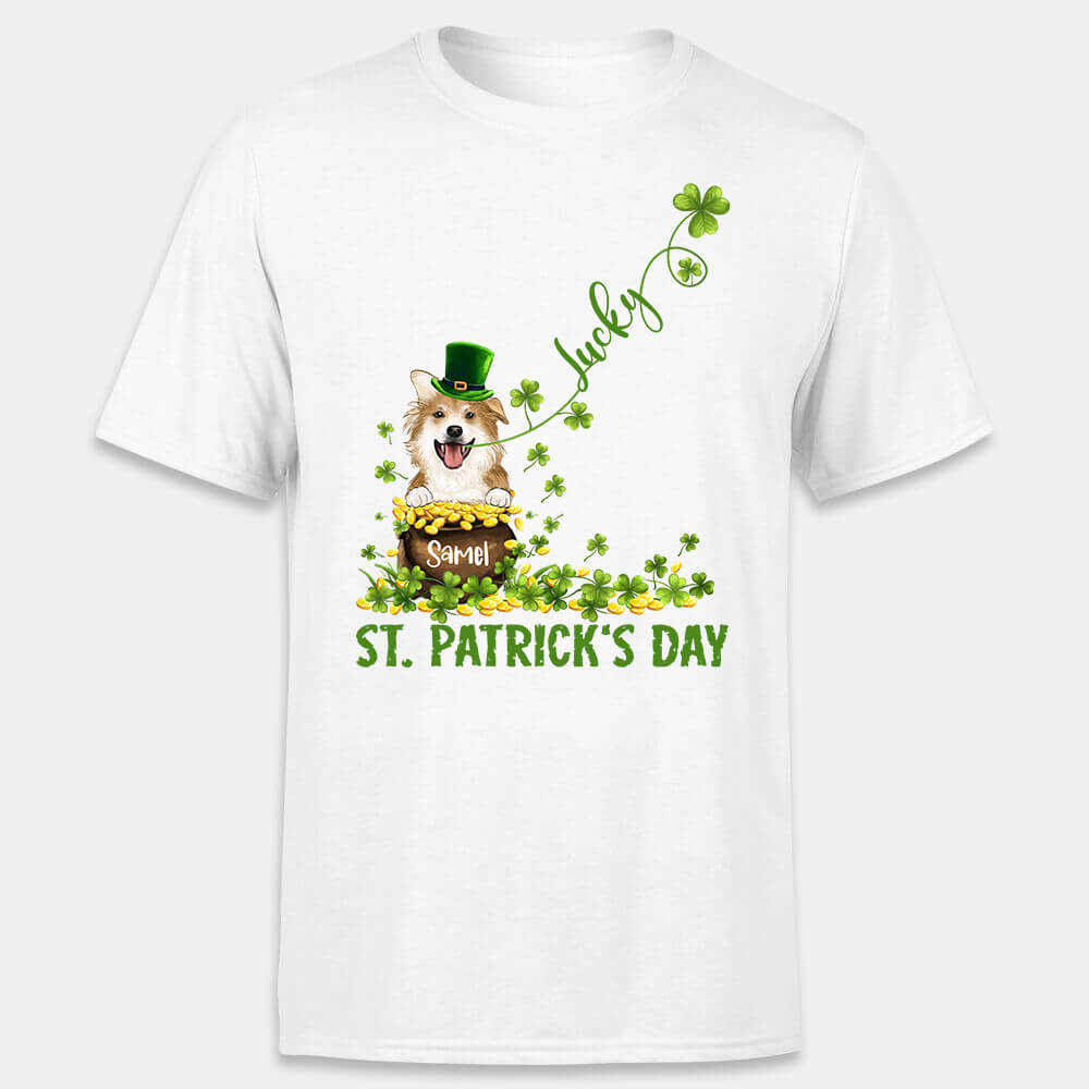 Lucky Dog St. Patrick&#39;s Day T-shirt Custom Dog Lover Gifts