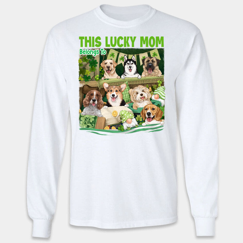 Lucky Mom - St. Patrick&#39;s Day Shirt Long Sleeve for Dog Mom