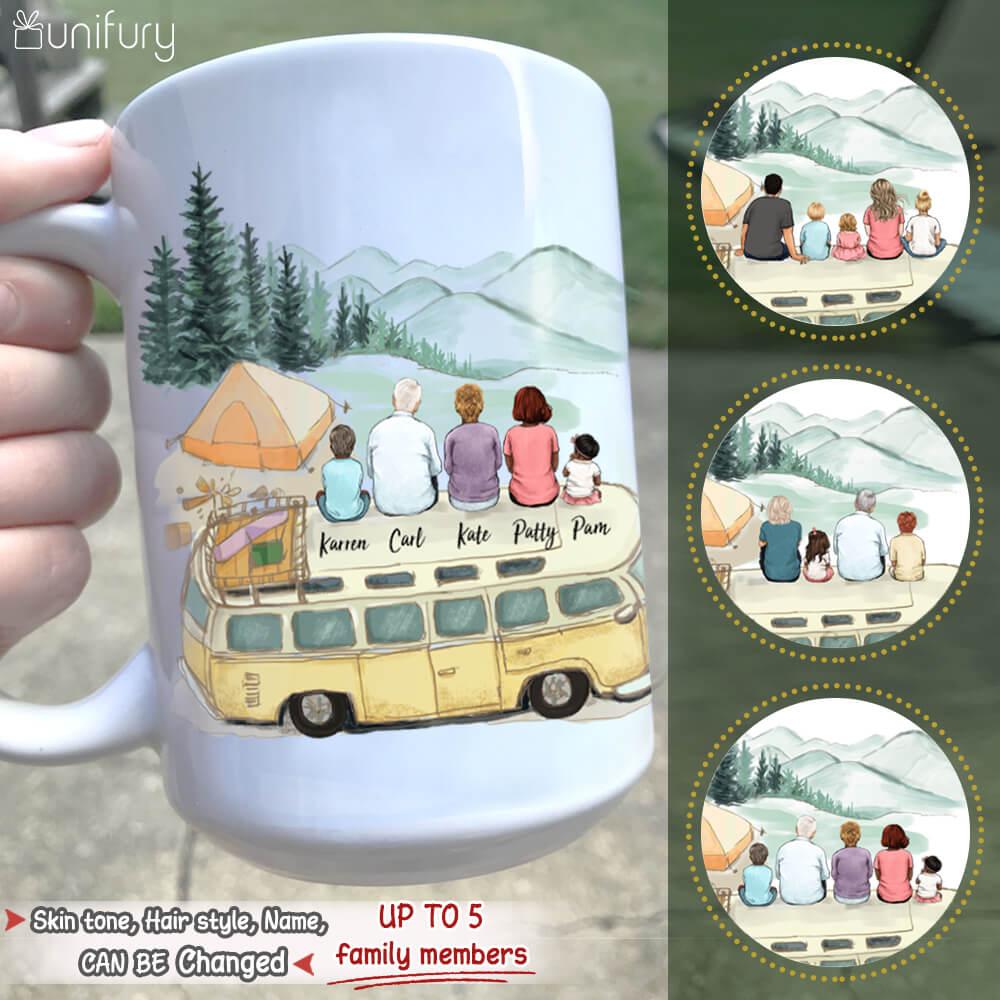 custom coffee mug of family going camping - 15oz - Unifury