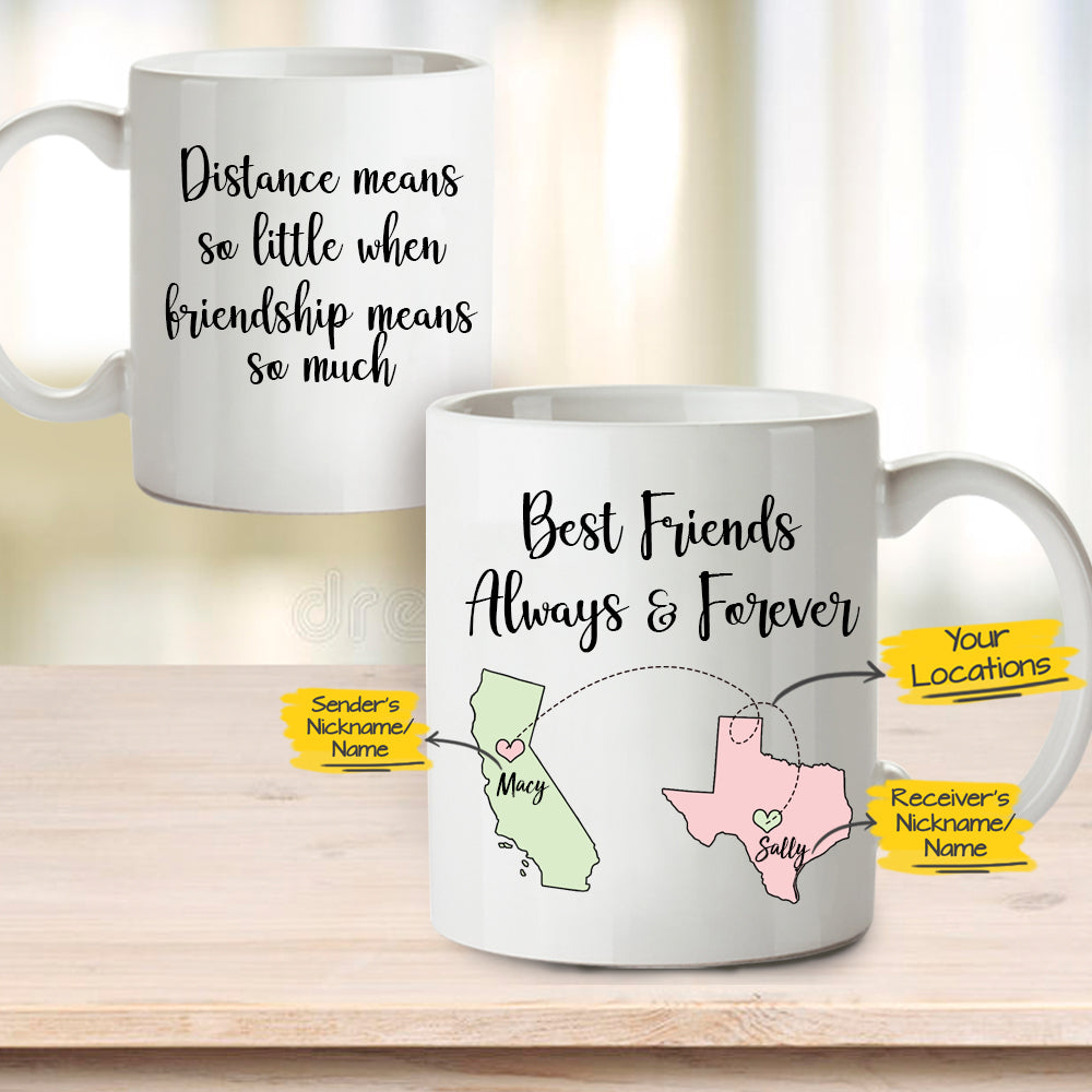 Custom BFF Coffee Mug - Long Distance Relationship