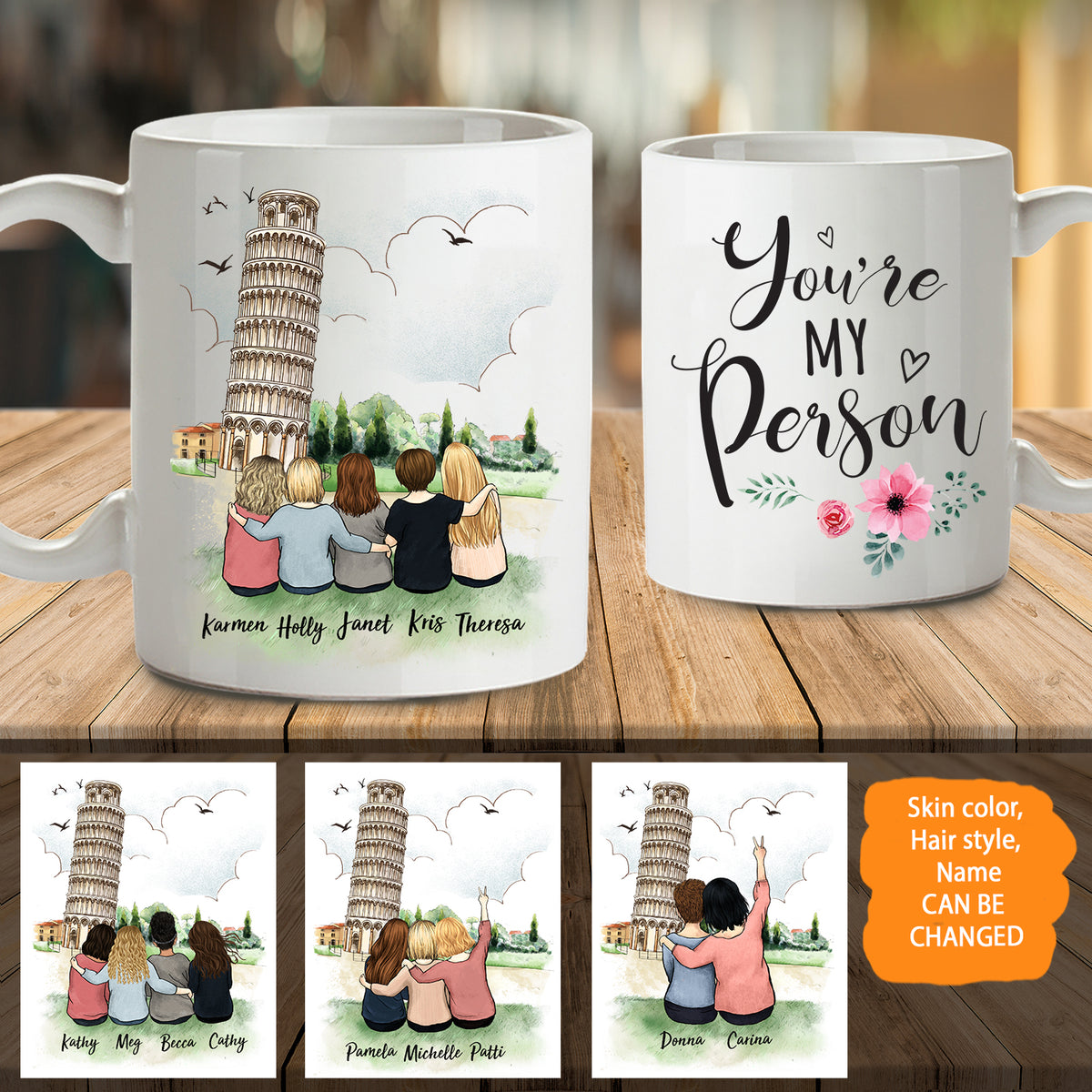 Personalized Best Friend Pisa Coffee Mugs - You&#39;re my person