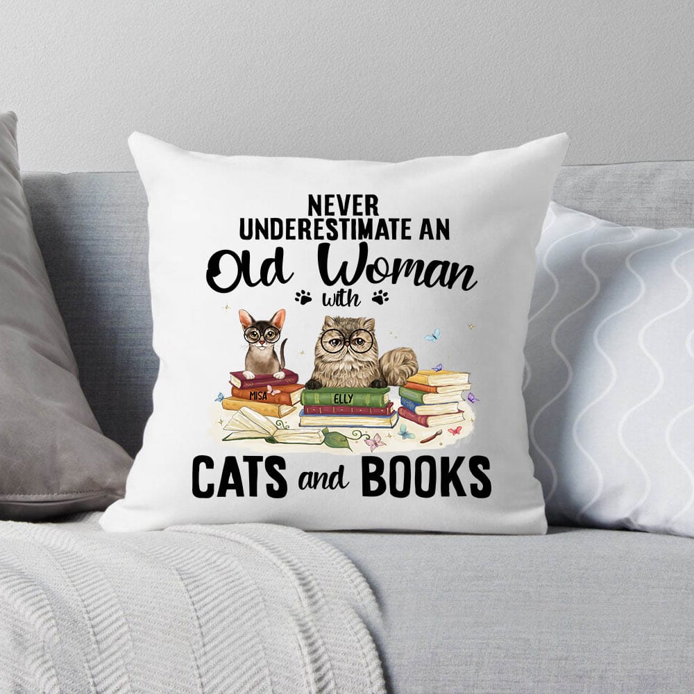Personalized pillow gift for cat lovers - Cats &amp; Books