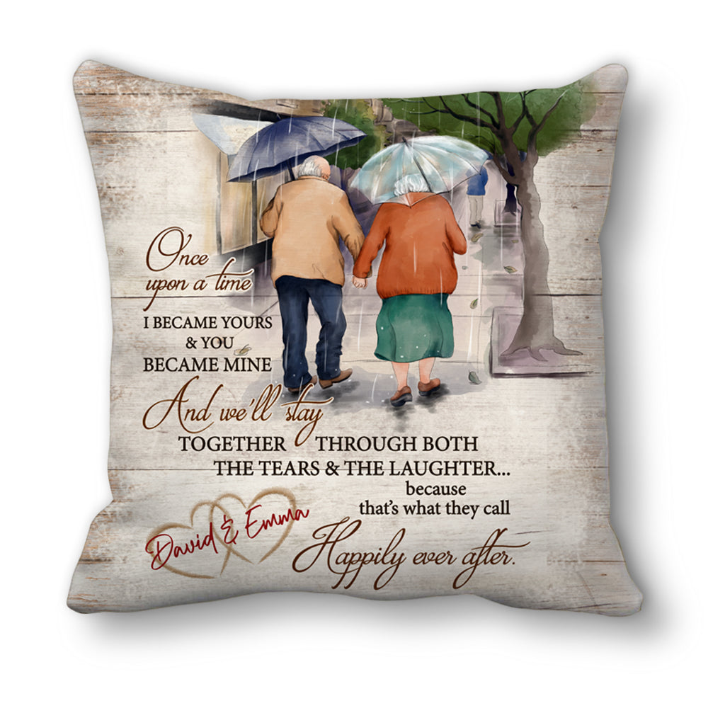 Once upon a time - Personalized throw pillow - Valentine&#39;s Day gift for old couple