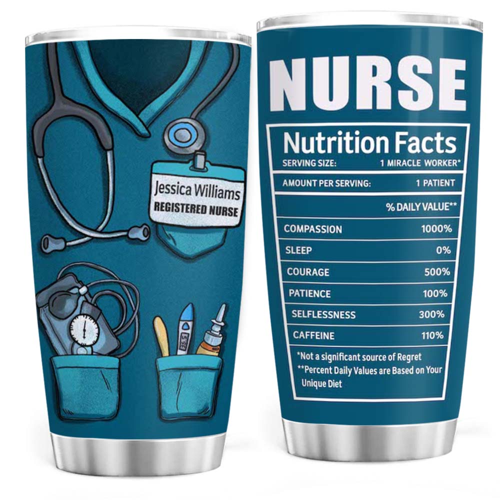 Personalized Fat Tumbler Gift - Nurse Nutrition Facts