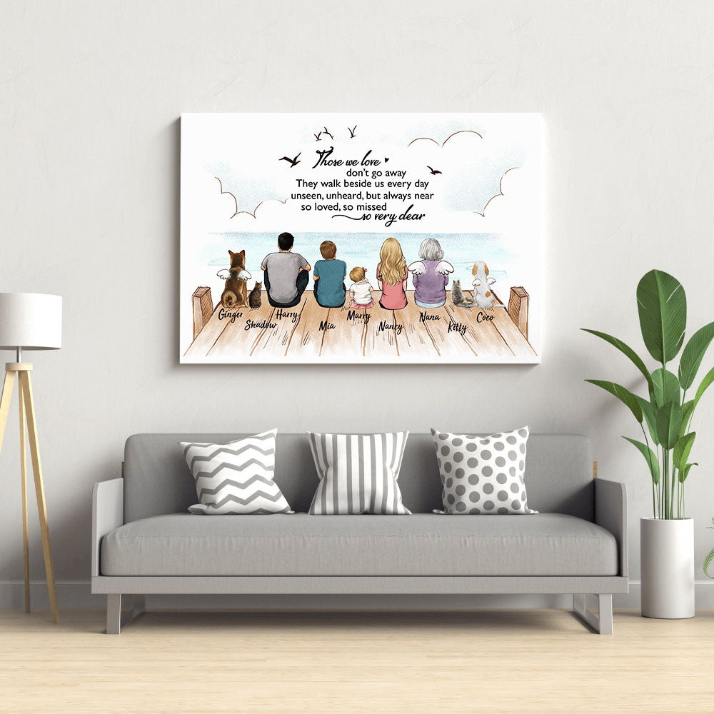 Printable Digital File - Personalized Memorial Gifts - Family Up To 9 People &amp; Pets - Those we love don‘t go away - Digital PNG Download