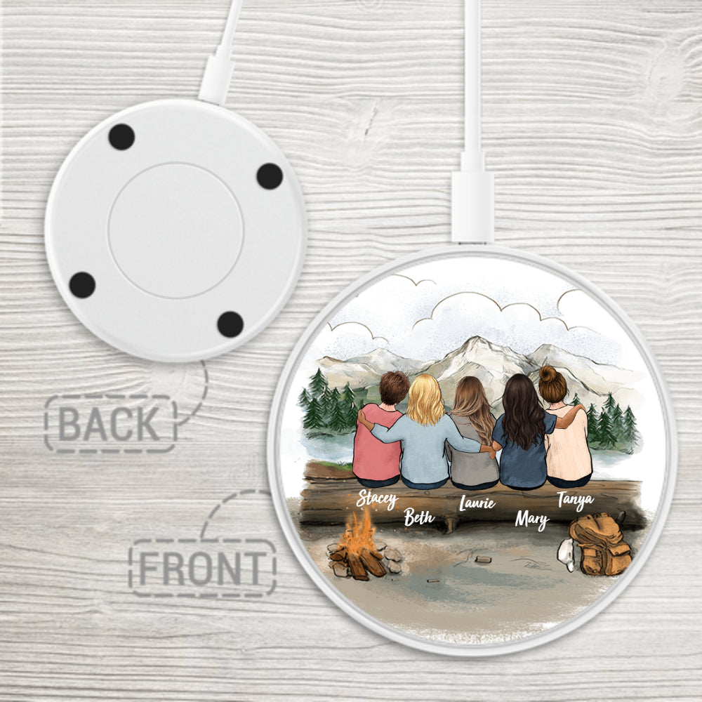 Personalized Best Friend Gift Idea Wireless Charger - Hiking