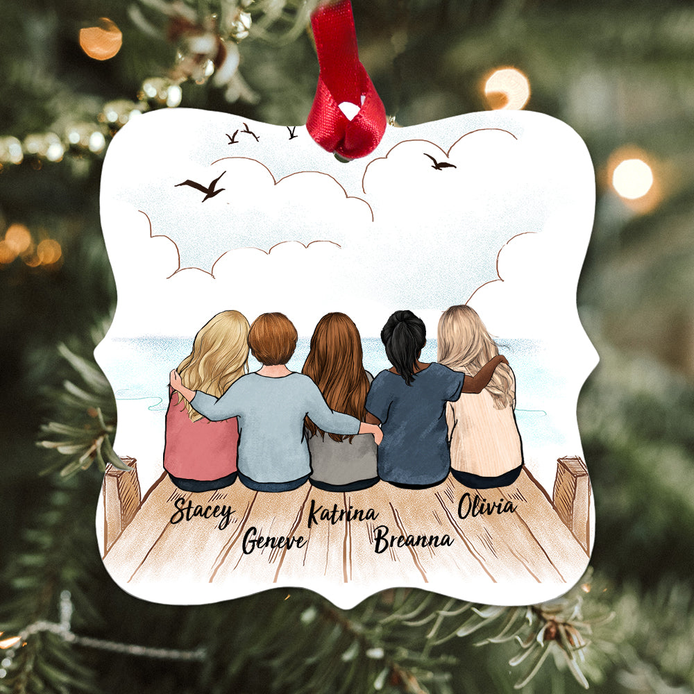 Personalized Best Friend Square Metal Ornament - Wooden Dock