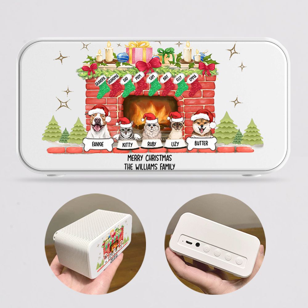 Personalized Christmas Fireplace Bluetooth Speaker