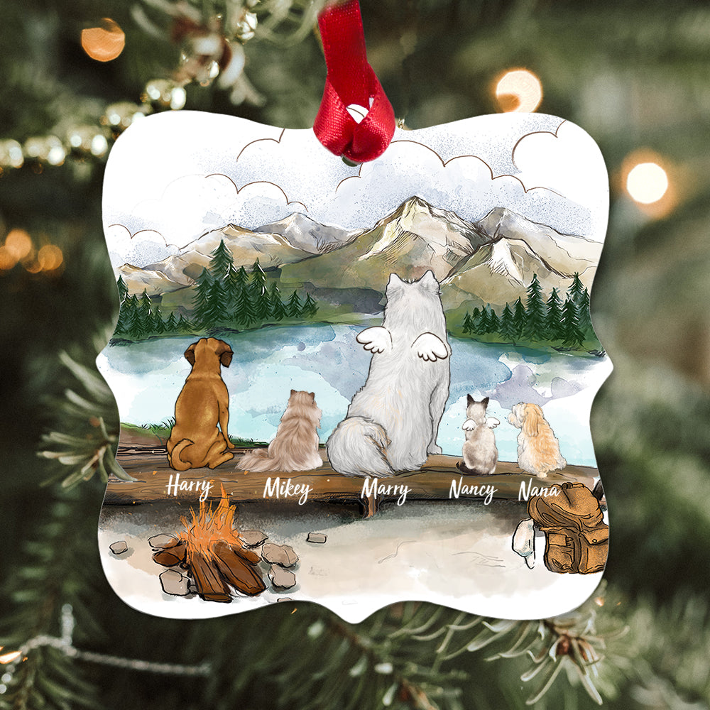 Personalized Dog Cat Square Metal Ornament - Hiking