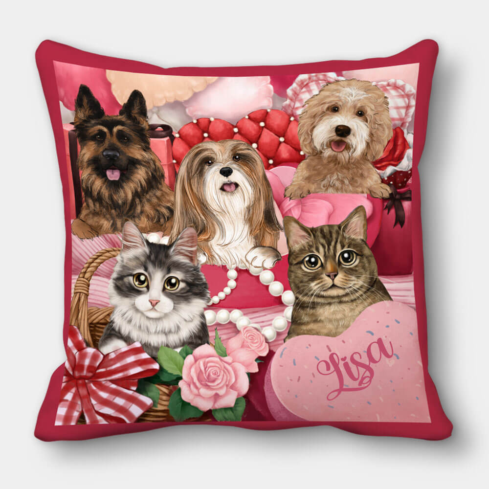 Personalized Throw Pillow Valentine&#39;s Day Gift For Dog Lovers