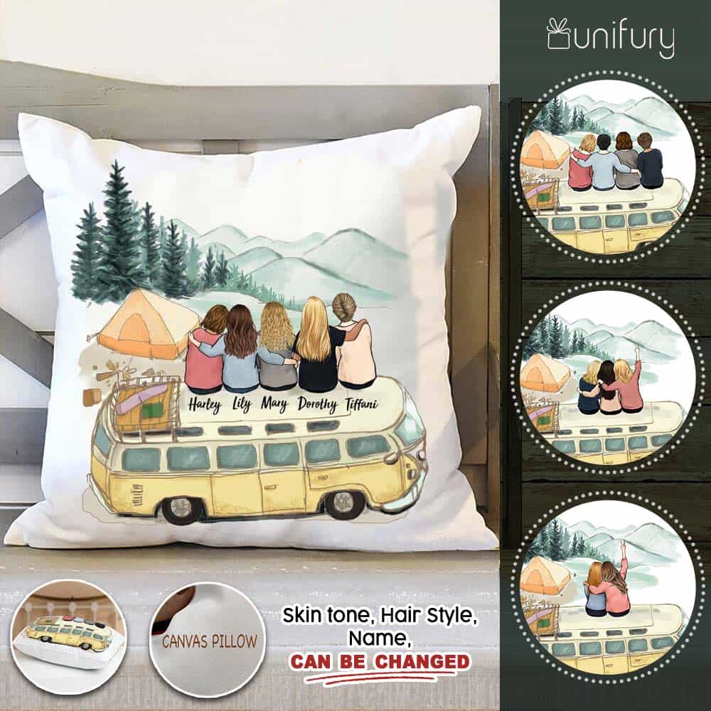 Personalized best friend birthday gifts Throw Pillow - Camping