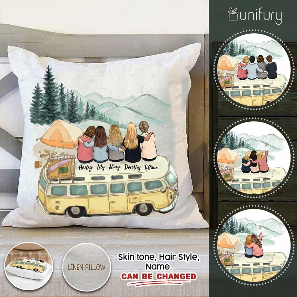 Personalized best friend birthday gifts Throw Pillow - Camping