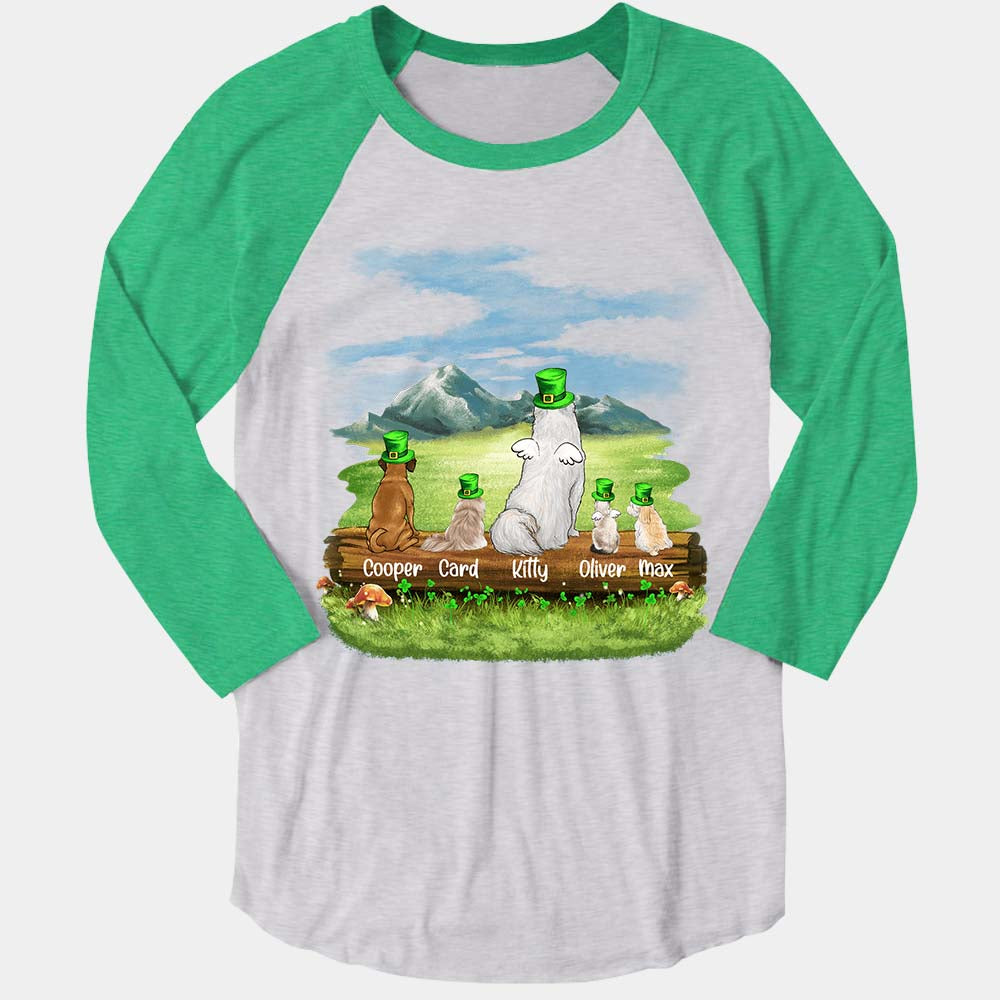 Personalized custom dog &amp; cat St Patrick&#39;s Day Baseball T-shirt
