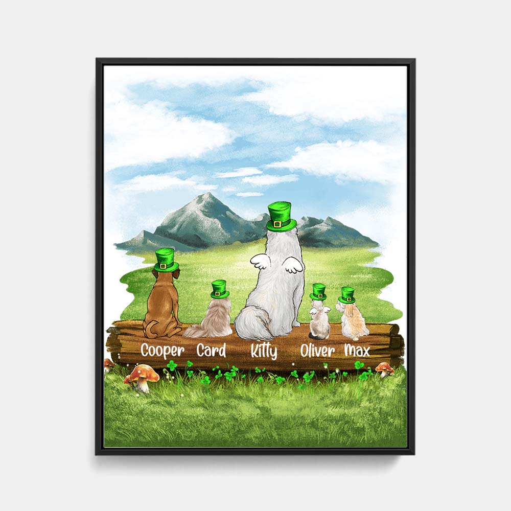 Personalized custom dog &amp; cat St Patrick&#39;s Day Framed Canvas