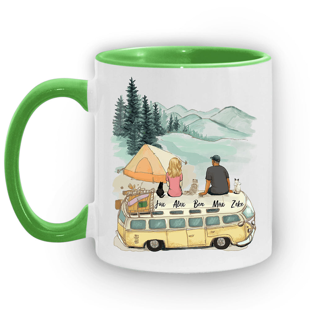 Personalized gifts for cat lovers Accent Mug - CAT &amp; COUPLE - Camping