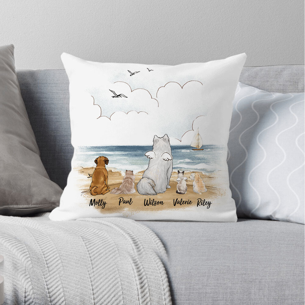  Custom Throw Pillow for Dog Cat Lovers - Beach - square