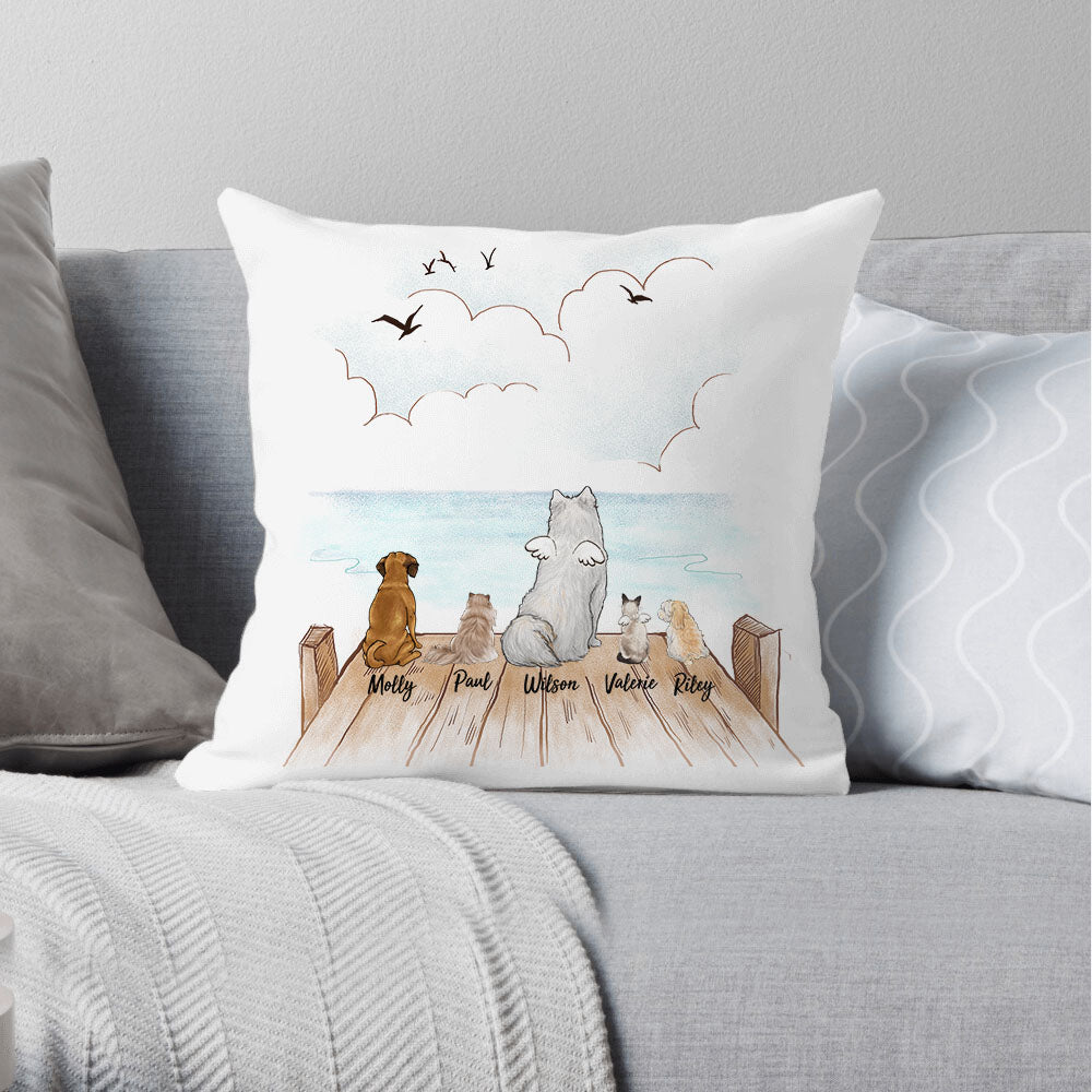 Personalized custom dog & cat Throw Pillow - Wooden Dock