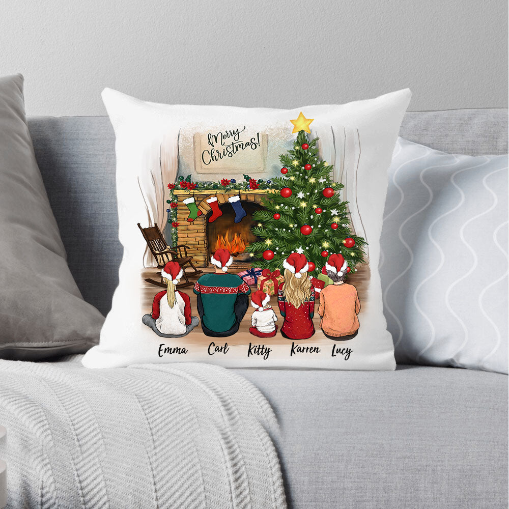 Personalized family members Throw Pillow Christmas gift for the whole family - UP TO 5 PEOPLE