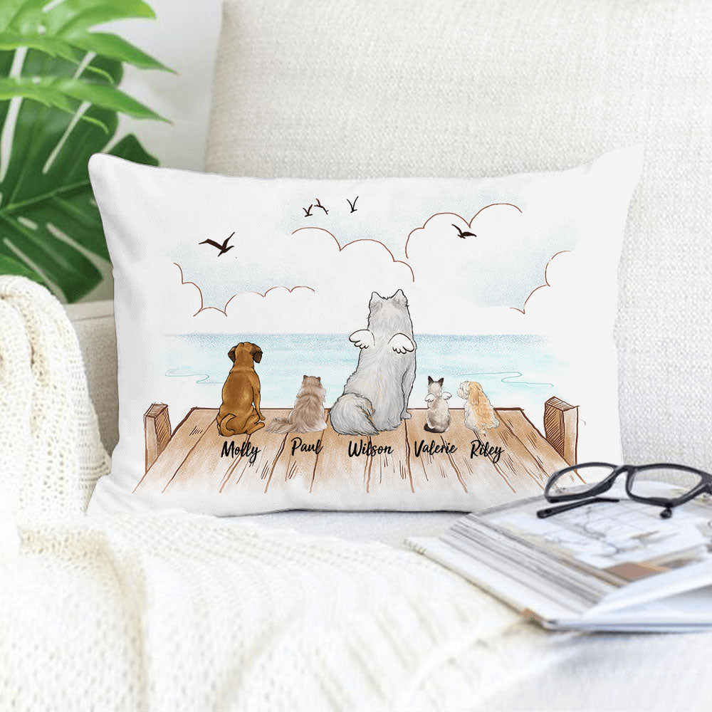 Personalized custom dog &amp; cat Throw Pillow - Wooden Dock - 13x19in