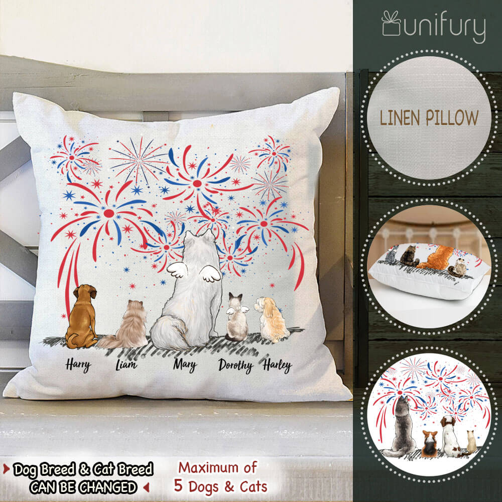 Personalized custom dog &amp; cat 4th of July Throw Pillow