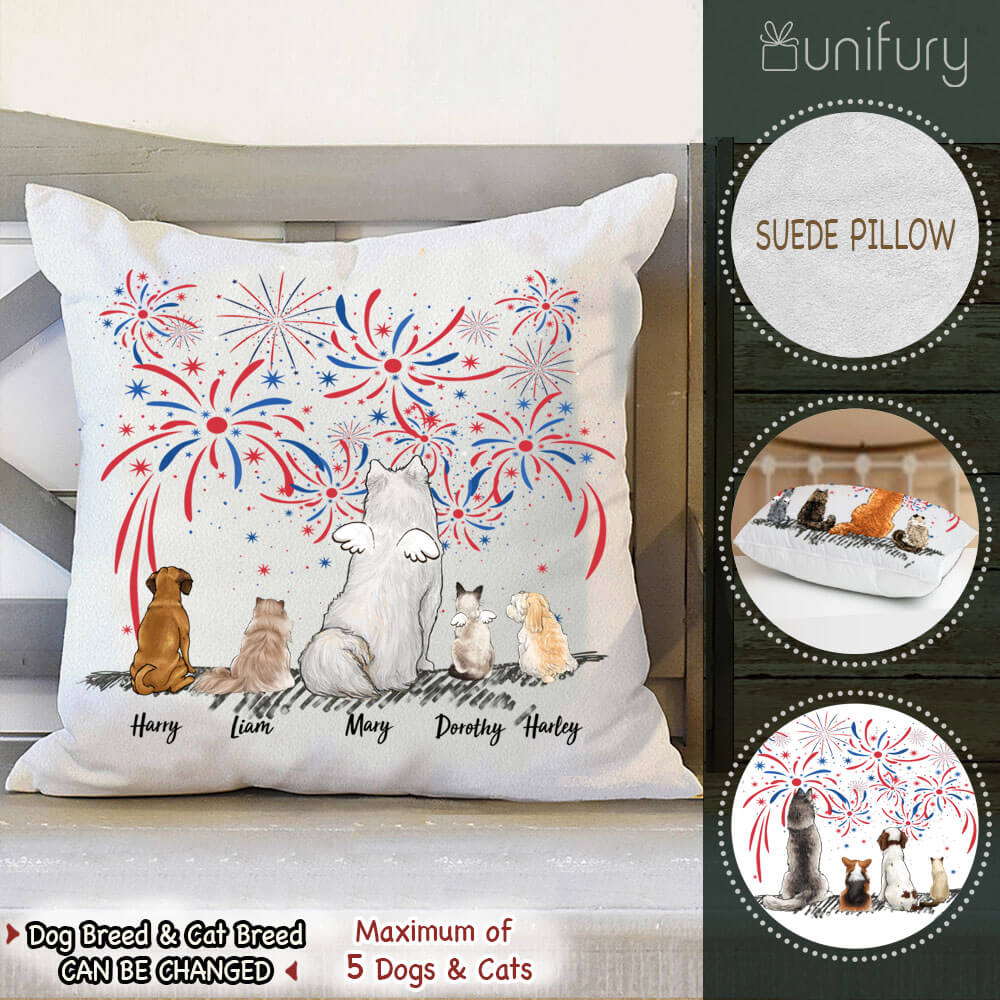Personalized custom dog &amp; cat 4th of July Throw Pillow