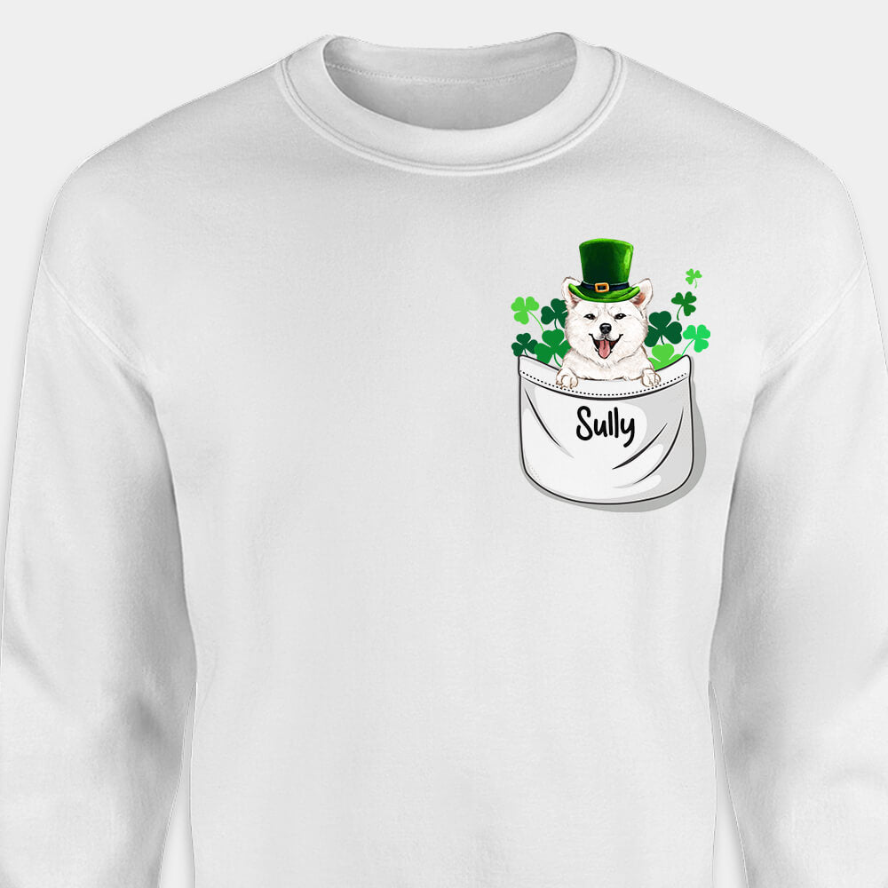 Pocket Dog Sweatshirt - St Patrick&#39;s Day sweatshirts personalized gifts for dog lovers