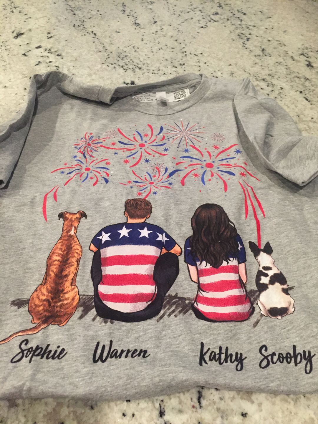 Personalized custom dog &amp; couple t-shirt tee Fourth 4th of July - 2340