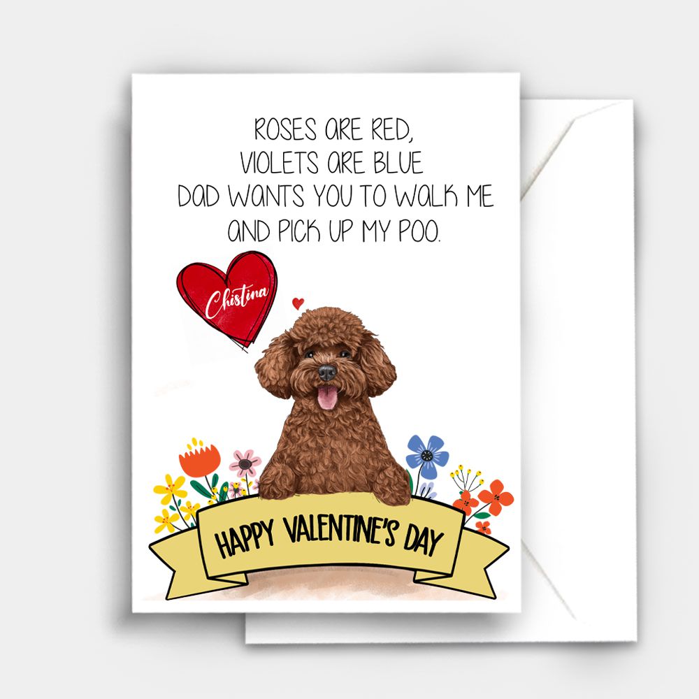 Roses are red - Custom Postcard Gifts for Dog Lovers - Funny Valentine&#39;s Day Card
