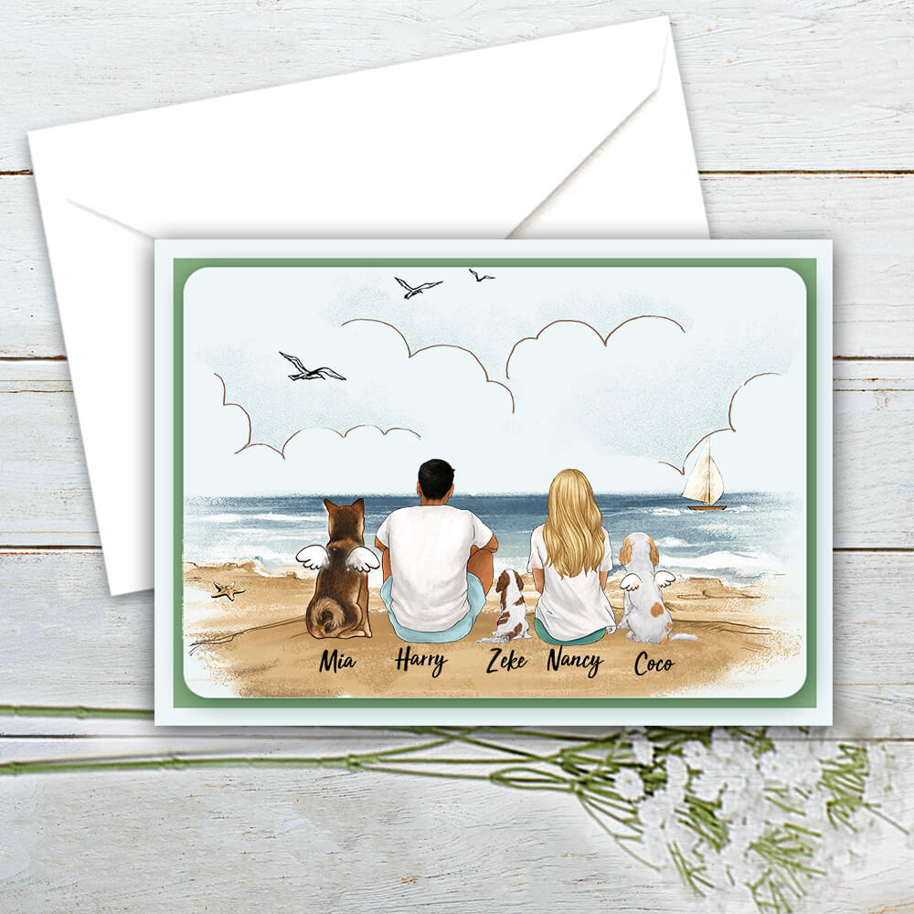 Personalized Postcard Family and Dogs