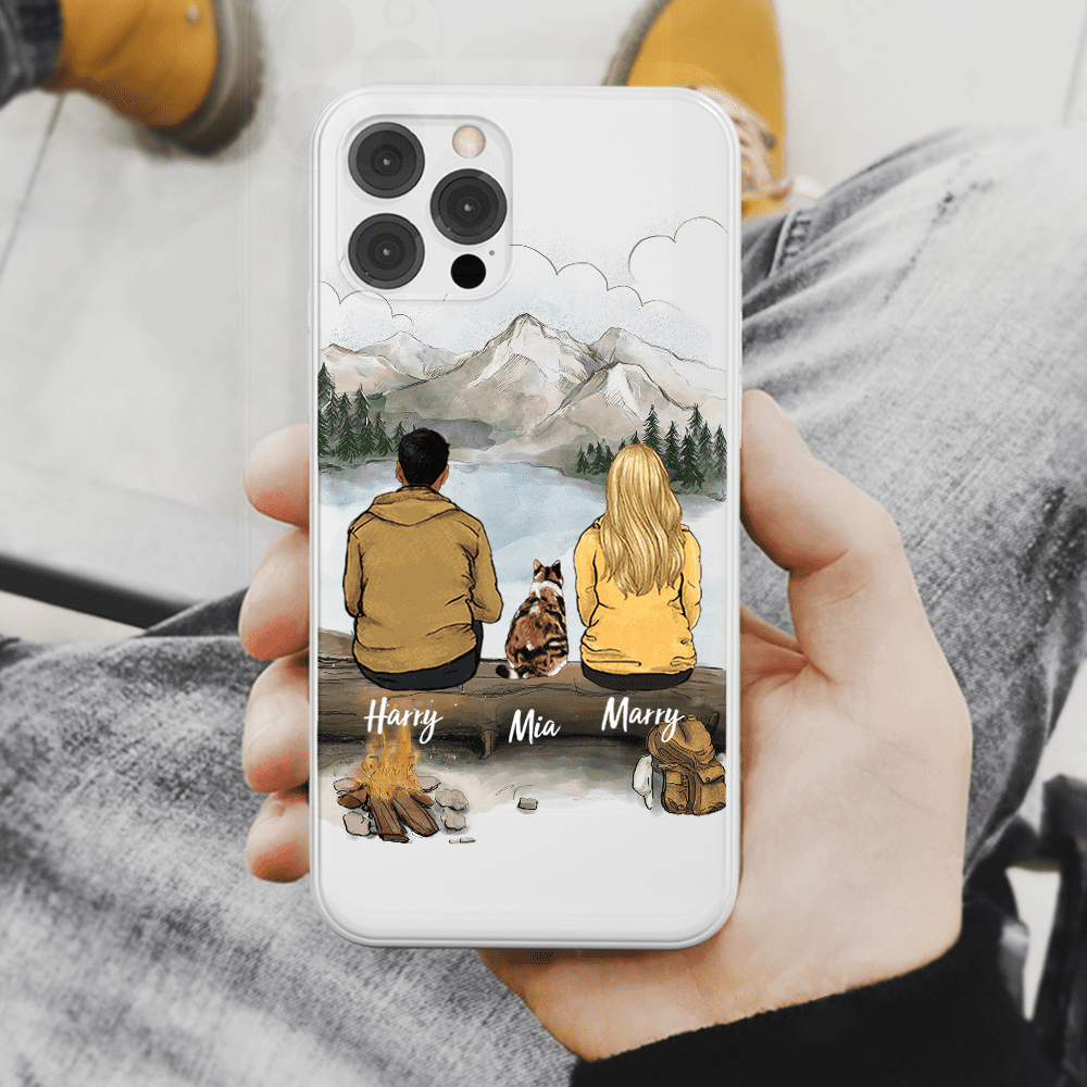 Personalized Phone Case Gifts For Cat Lovers - Cat Couple - Hiking