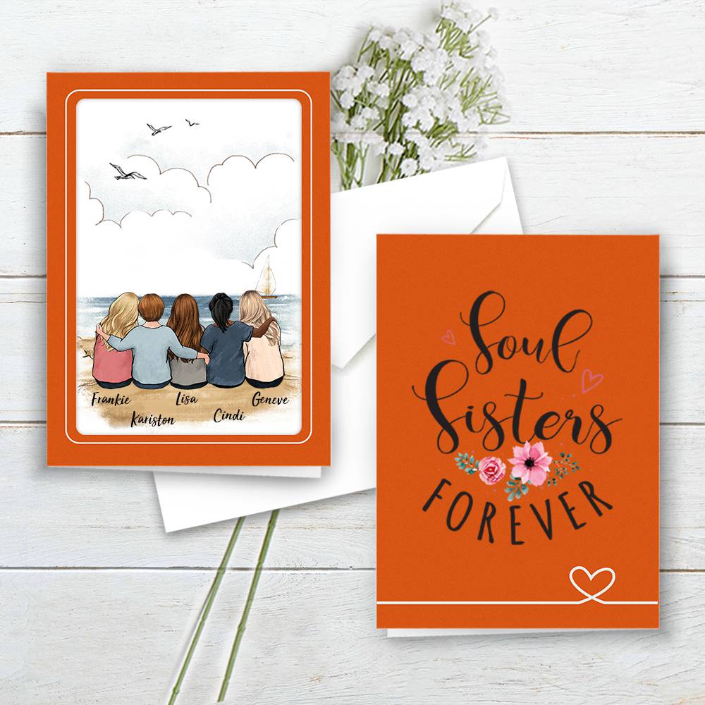 Personalized Best Friend Folded Greeting Card gift ideas - Beach