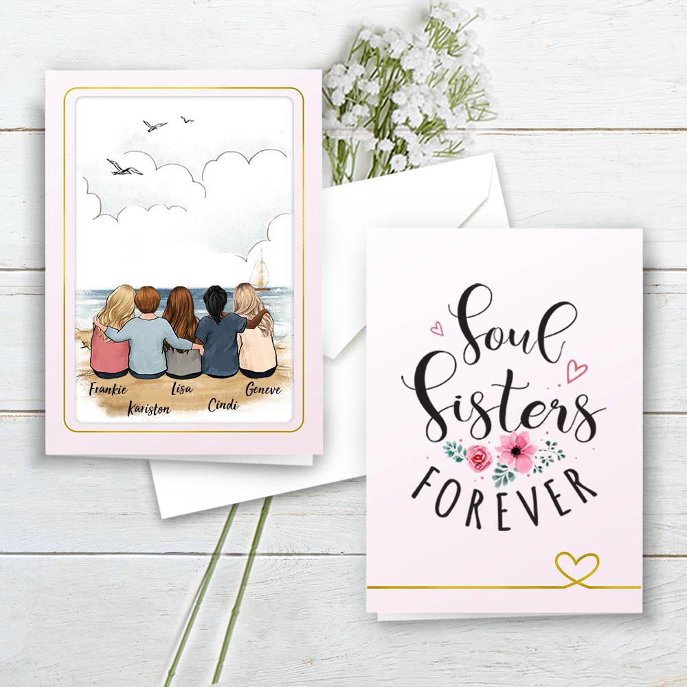 Personalized Best Friend Folded Greeting Card gift ideas - Beach