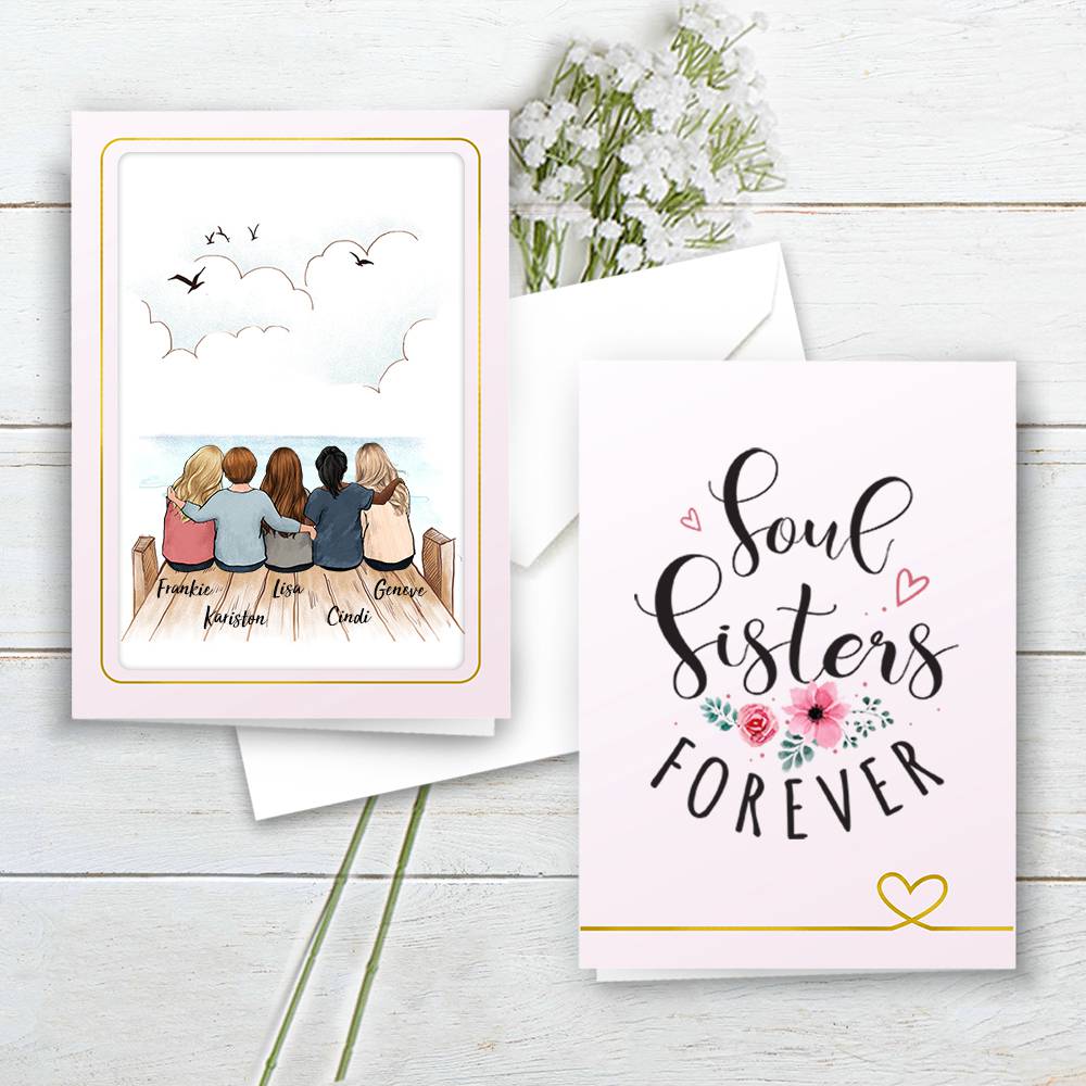 Personalized Best Friend Folded Greeting Card gift ideas - Wooden Dock