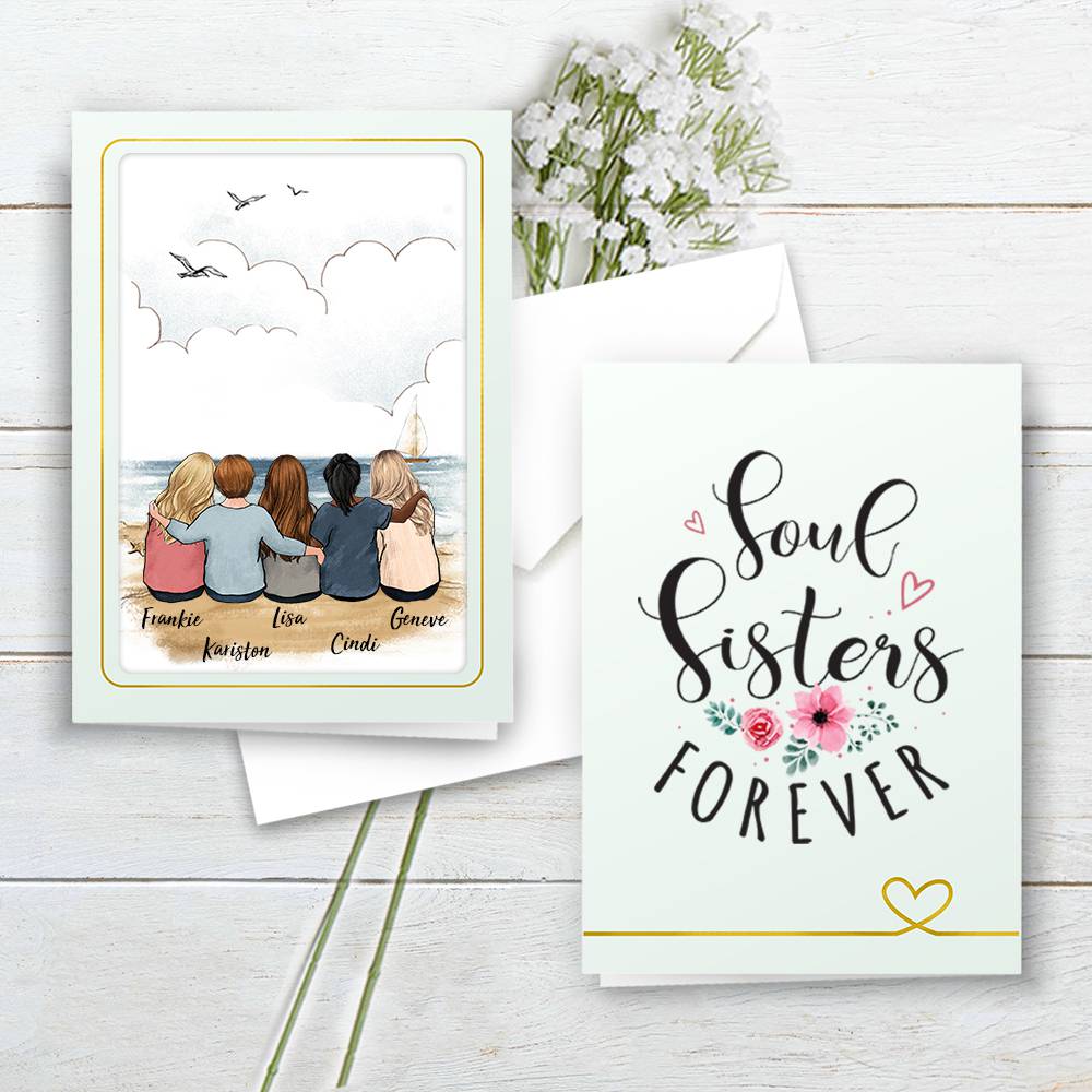Personalized Best Friend Folded Greeting Card gift ideas - Beach