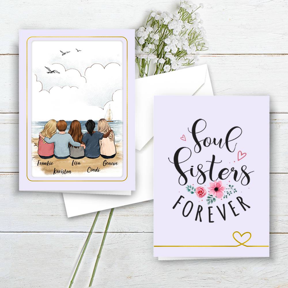 Personalized Best Friend Folded Greeting Card gift ideas - Beach