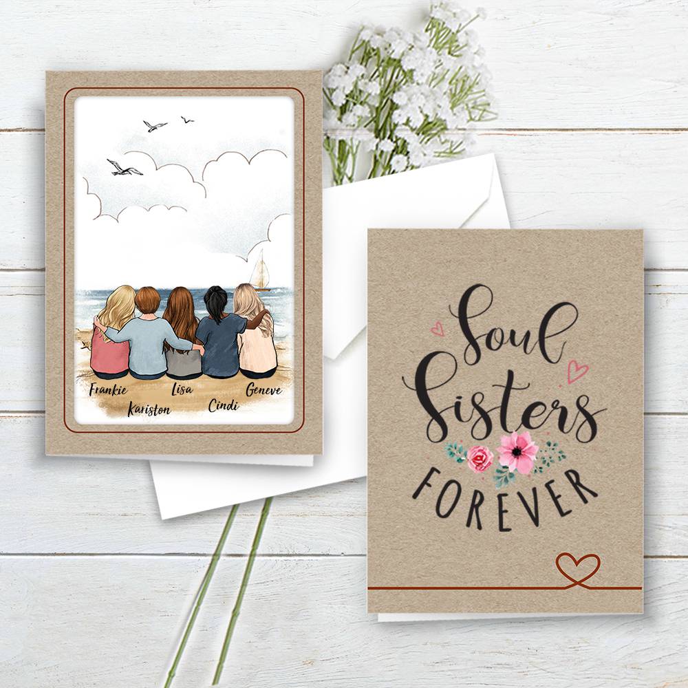 Personalized Best Friend Folded Greeting Card gift ideas - Beach