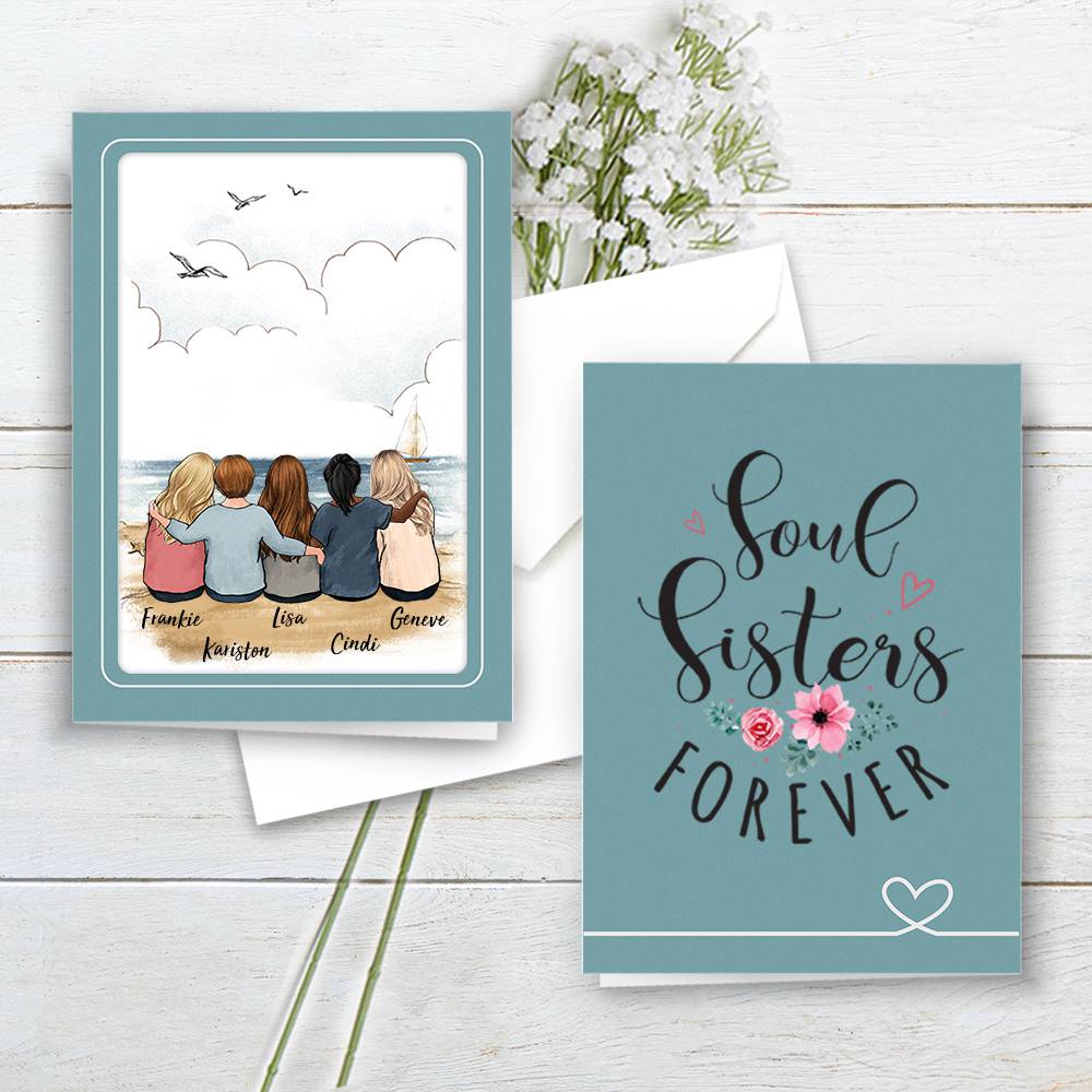 Personalized Best Friend Folded Greeting Card gift ideas - Beach