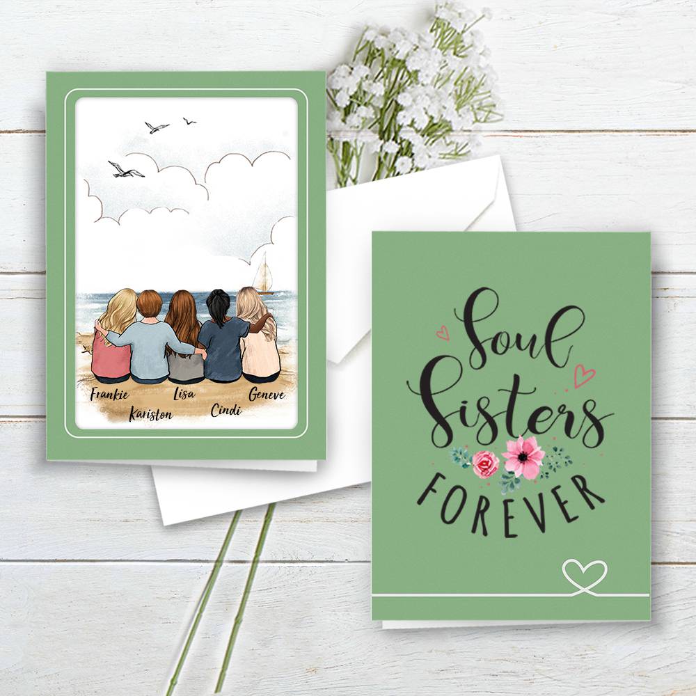 Personalized Best Friend Folded Greeting Card gift ideas - Beach
