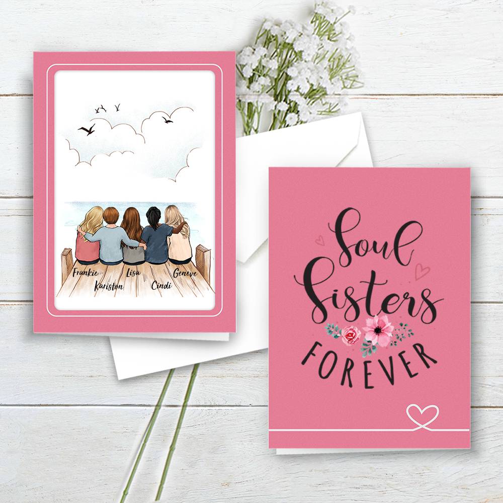 Personalized Best Friend Folded Greeting Card gift ideas - Wooden Dock