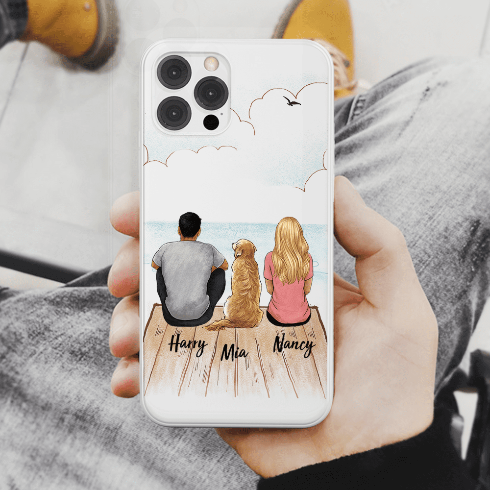 Personalized Phone Case Gifts For Dog Lovers - Dog Couple - Wooden Dock